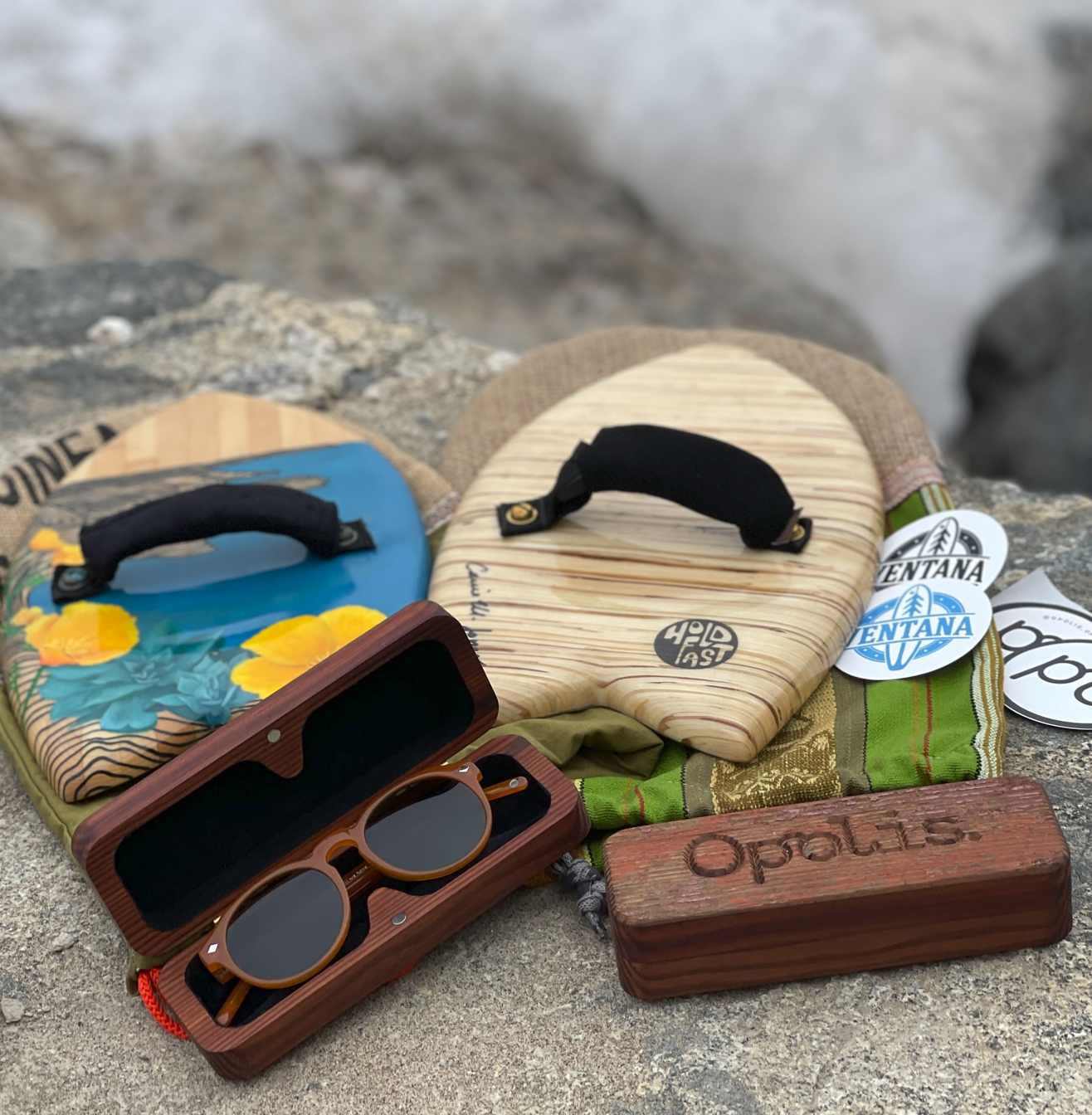 Ventana Bodysurfing Handplanes and Opolis Optics Sunglasses