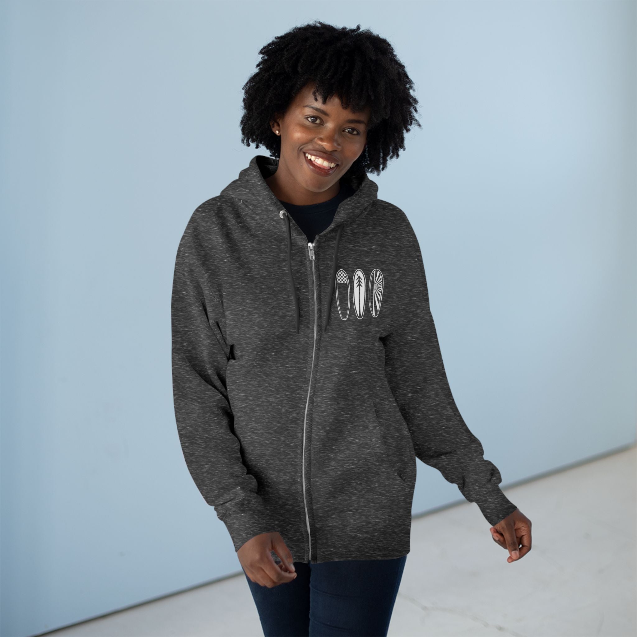 Ventana Three Board Unisex - Zip Cotton Blend Fleece Hoodie
