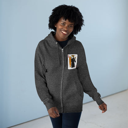 Queen of Hearts Surfer Unisex - Zip Cotton Blend Fleece Hoodie