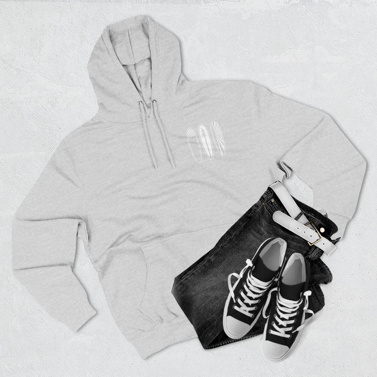 Ventana Three Board - Unisex Pull-Over Cotton Blend Fleece Hoodie