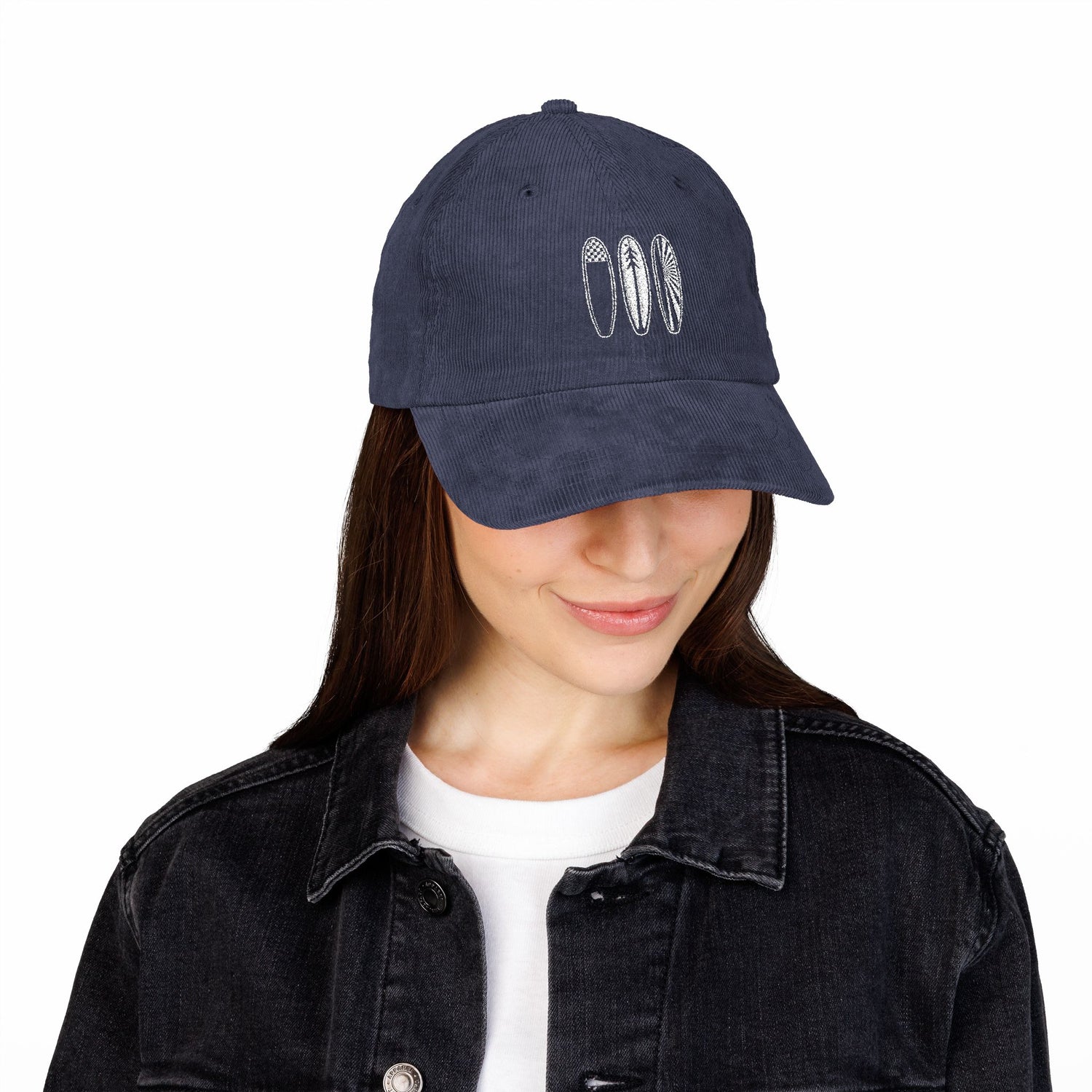 Ventana Three Board Embroidered Corduroy Cap - 100% Cotton