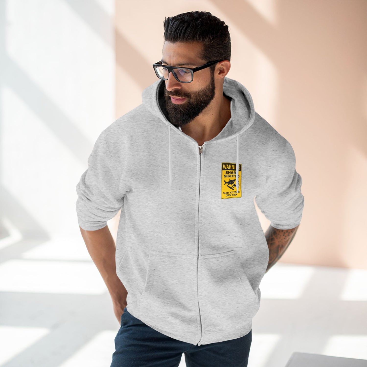 Shark Sighted Unisex - Zip Cotton Blend Fleece Hoodie