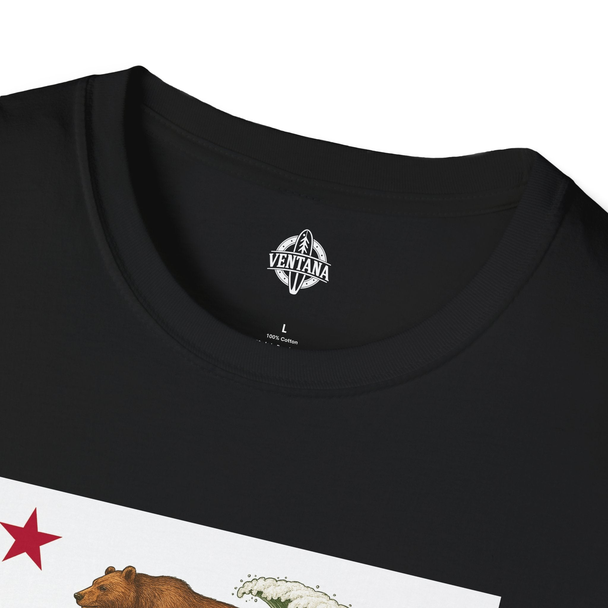 California Surfing Bear Flag Unisex - Soft Style U.S. Cotton T-Shirt