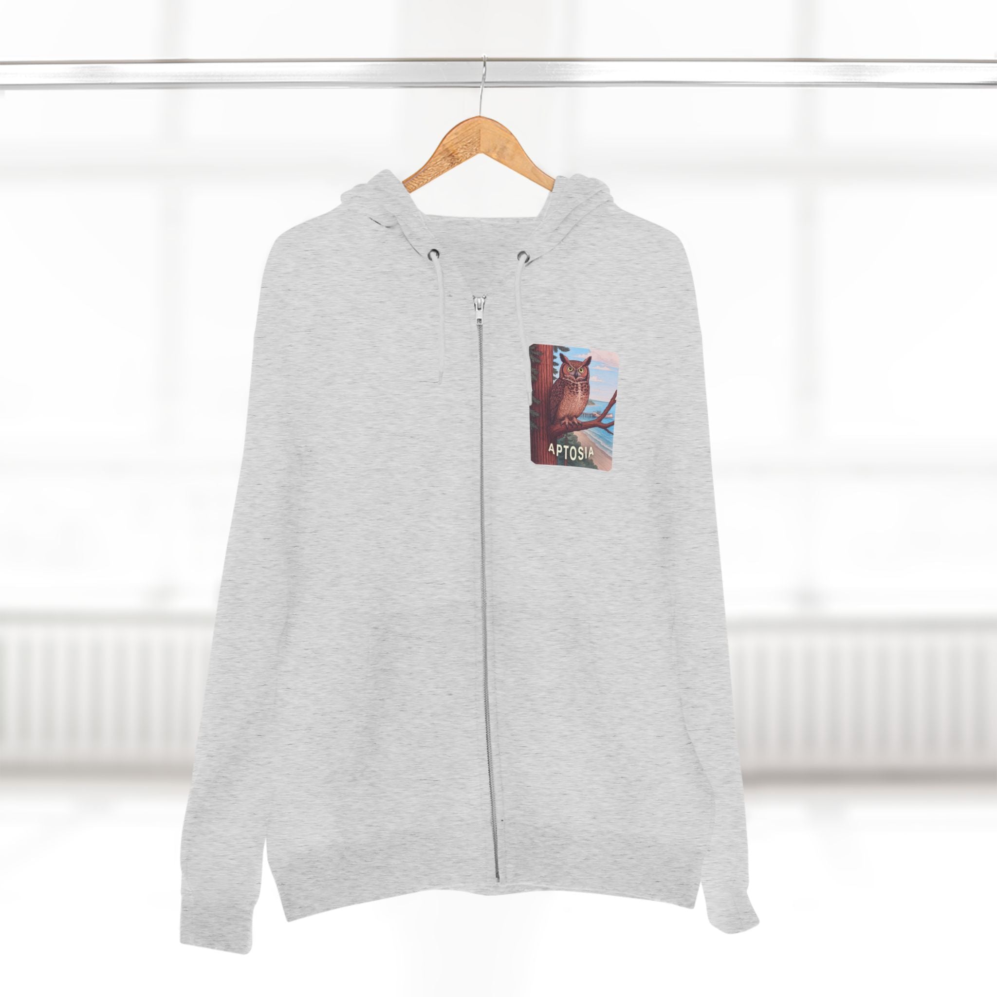 Aptos California Aptosia Owl Unisex - Zip Cotton Blend Fleece Hoodie