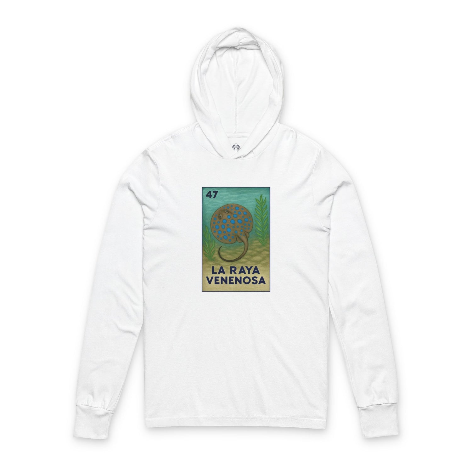 Stingray Lotería Unisex - Cotton Hooded Long Sleeve Hooded T-Shirt (La Raya Venenosa)