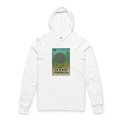 Stingray Lotería Unisex - Cotton Hooded Long Sleeve Hooded T-Shirt (La Raya Venenosa)