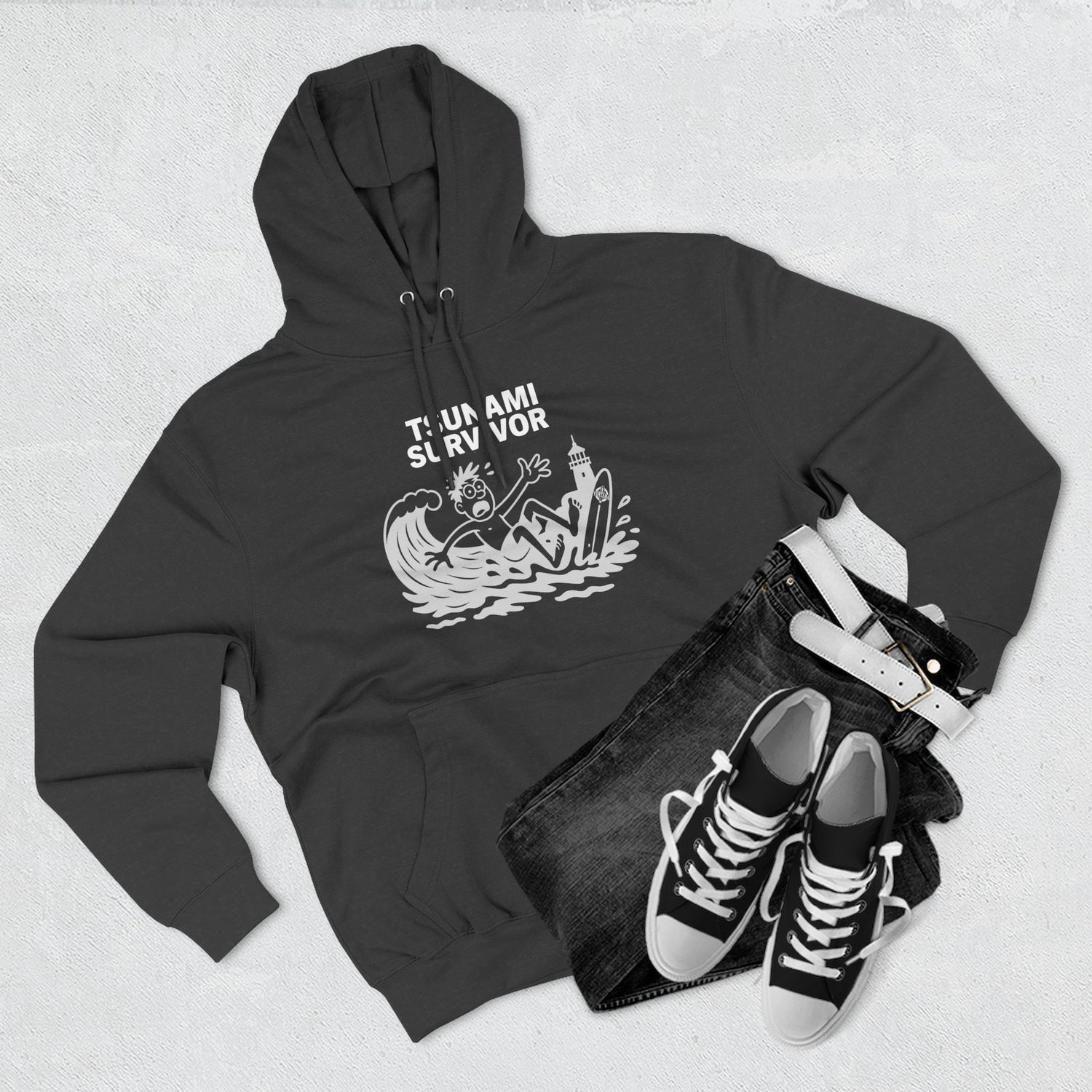 Tsunami Survivor Unisex - Pull-Over Cotton Blend Fleece Hoodie