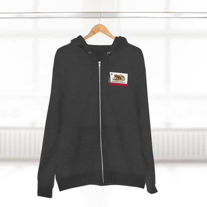 California Surfing Bear Flag Unisex - Zip Cotton Blend Fleece Hoodie