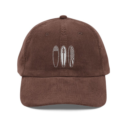 Ventana Three Board Embroidered Corduroy Cap - 100% Cotton