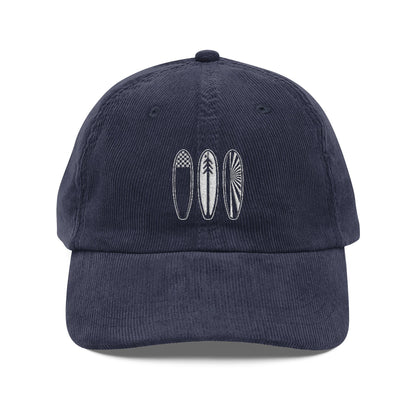 Ventana Three Board Embroidered Corduroy Cap - 100% Cotton