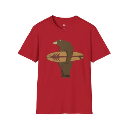 Surfing Grizzly Bear by Fabian Lavater Unisex - Soft Style U.S. Cotton T-Shirt