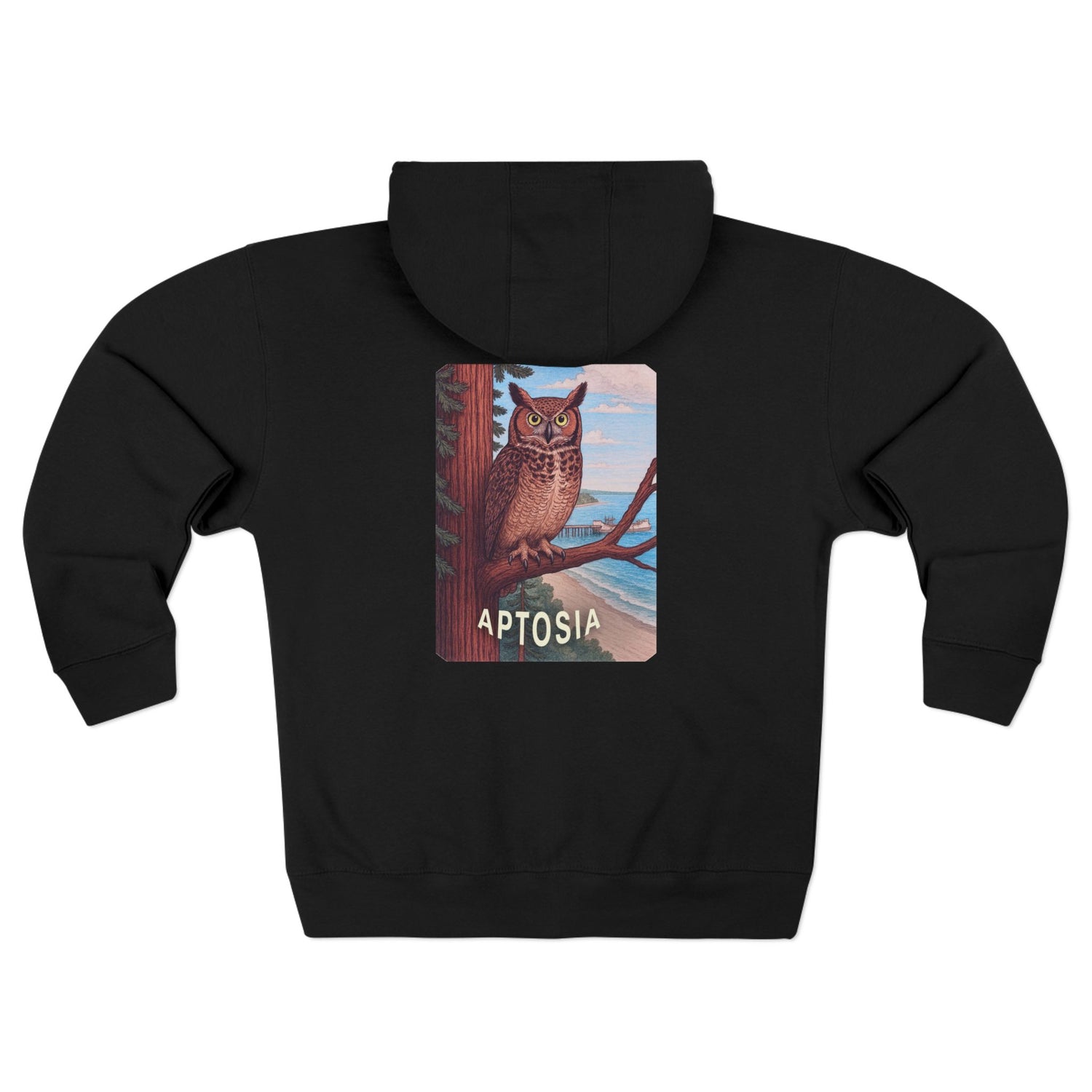 Aptos California Aptosia Owl Unisex - Zip Cotton Blend Fleece Hoodie