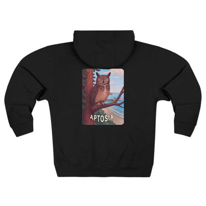 Aptos California Aptosia Owl Unisex - Zip Cotton Blend Fleece Hoodie