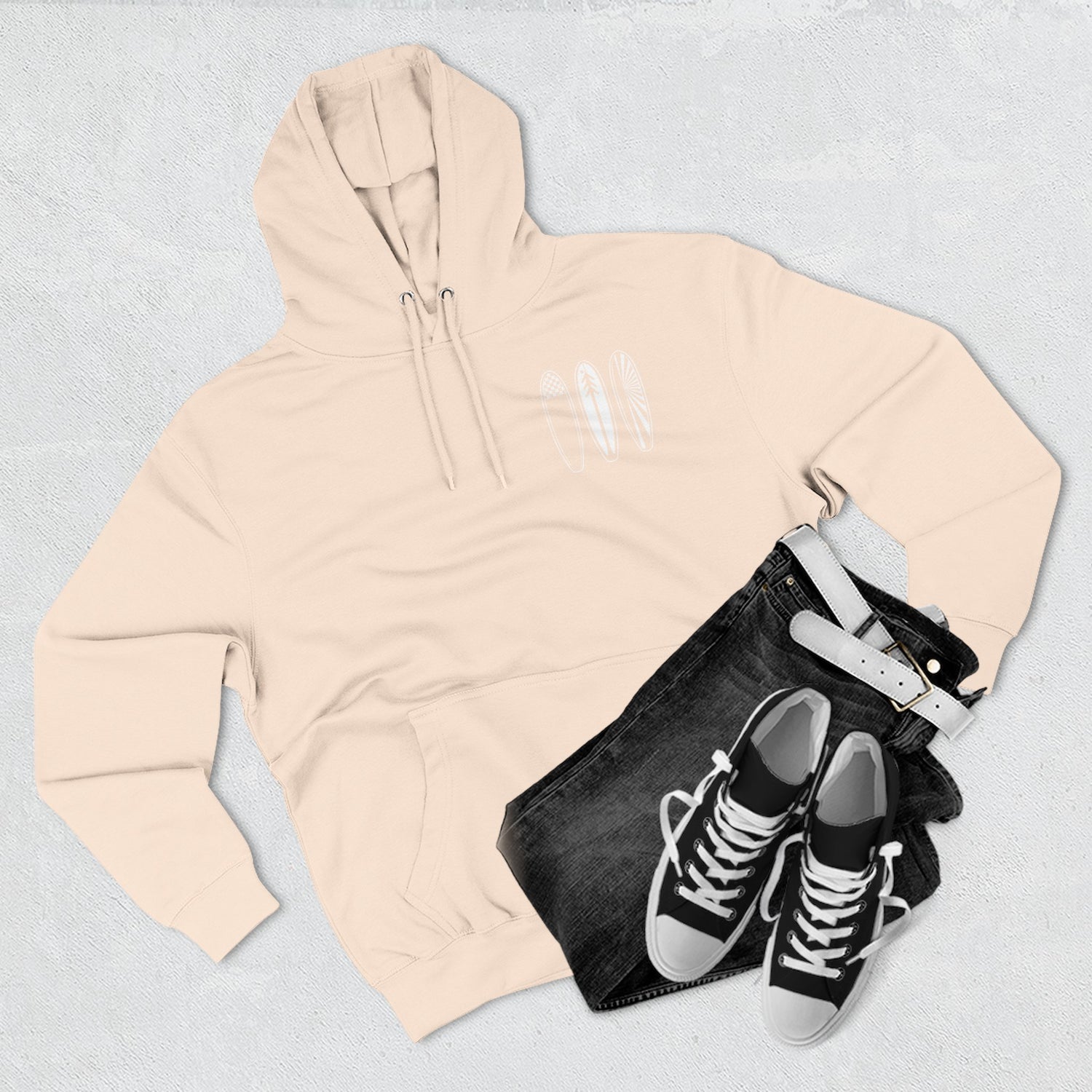 Ventana Three Board - Unisex Pull-Over Cotton Blend Fleece Hoodie