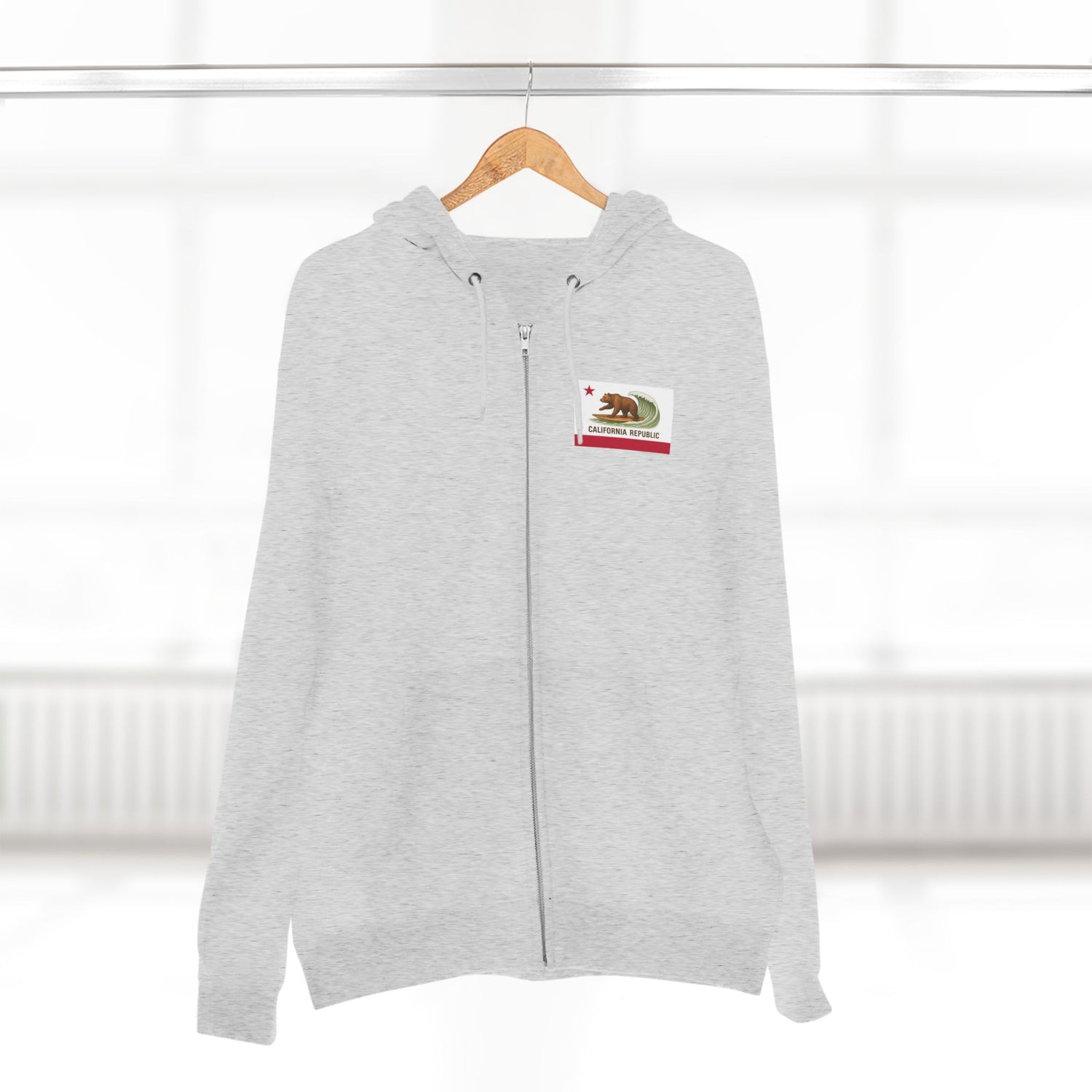 California Surfing Bear Flag Unisex - Zip Cotton Blend Fleece Hoodie