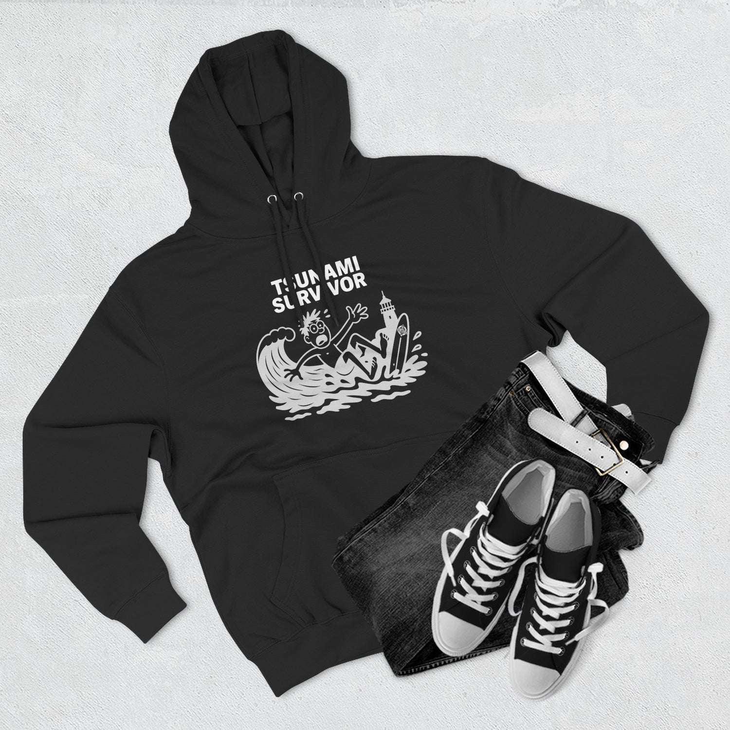 Tsunami Survivor Unisex - Pull-Over Cotton Blend Fleece Hoodie