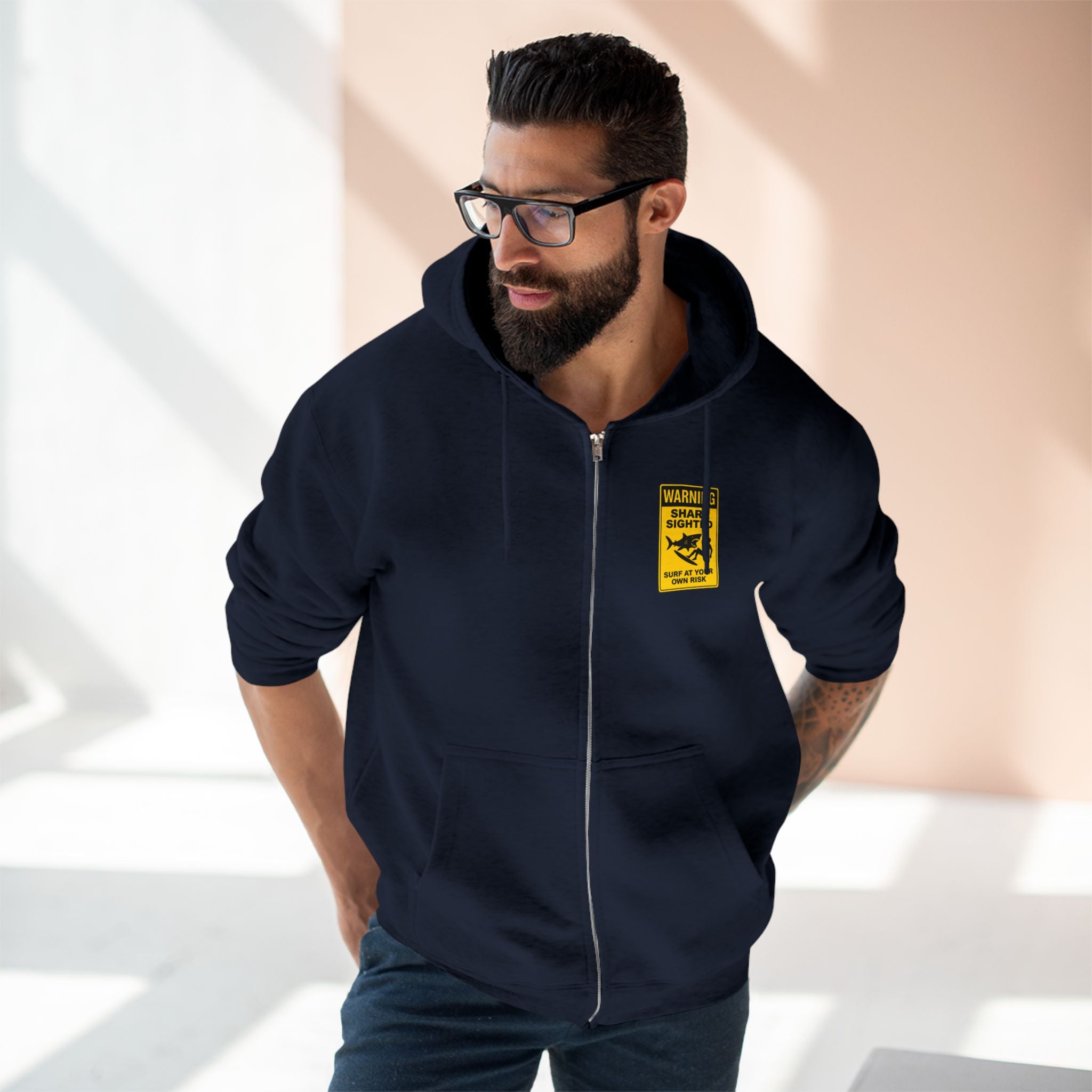 Shark Sighted Unisex - Zip Cotton Blend Fleece Hoodie