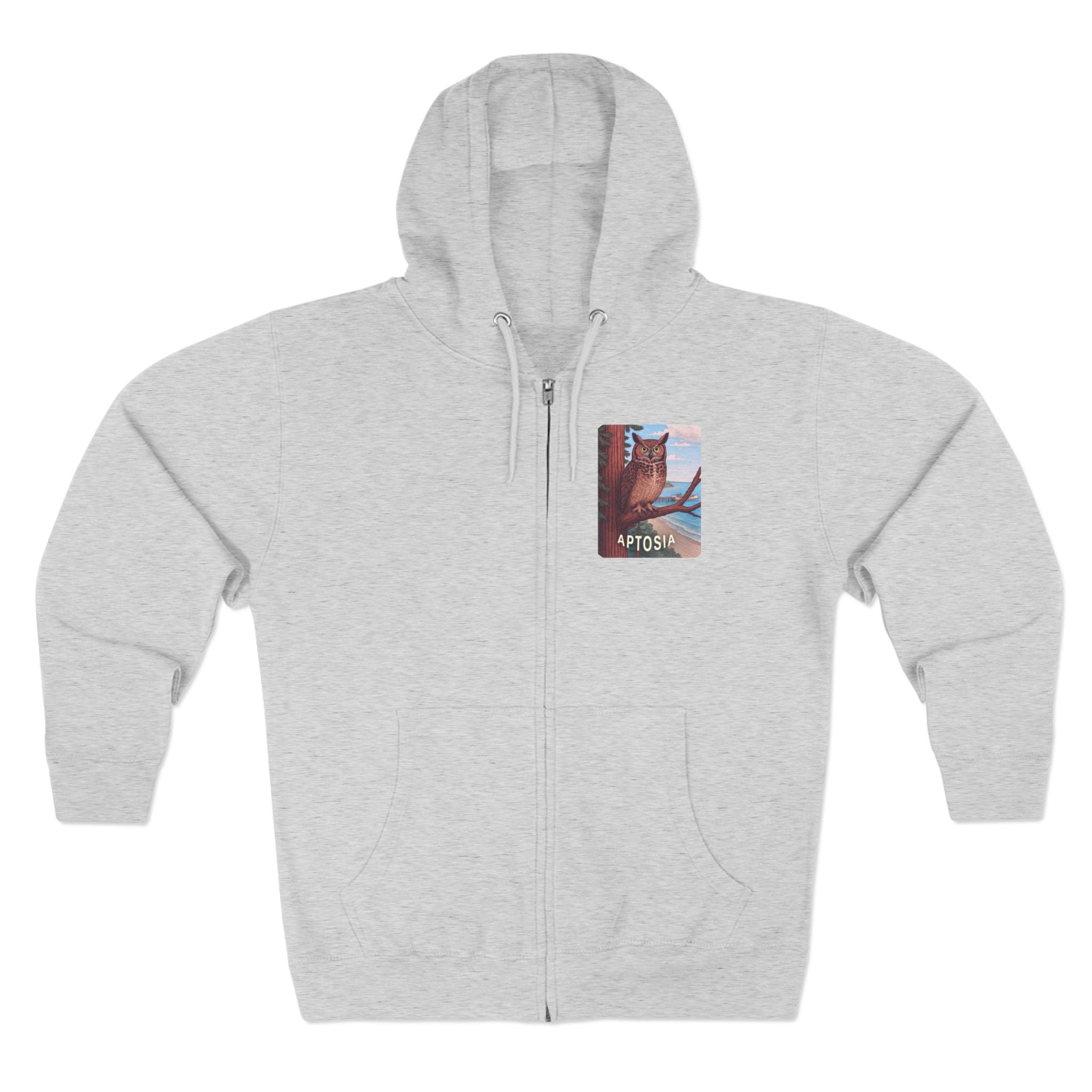 Aptos California Aptosia Owl Unisex - Zip Cotton Blend Fleece Hoodie