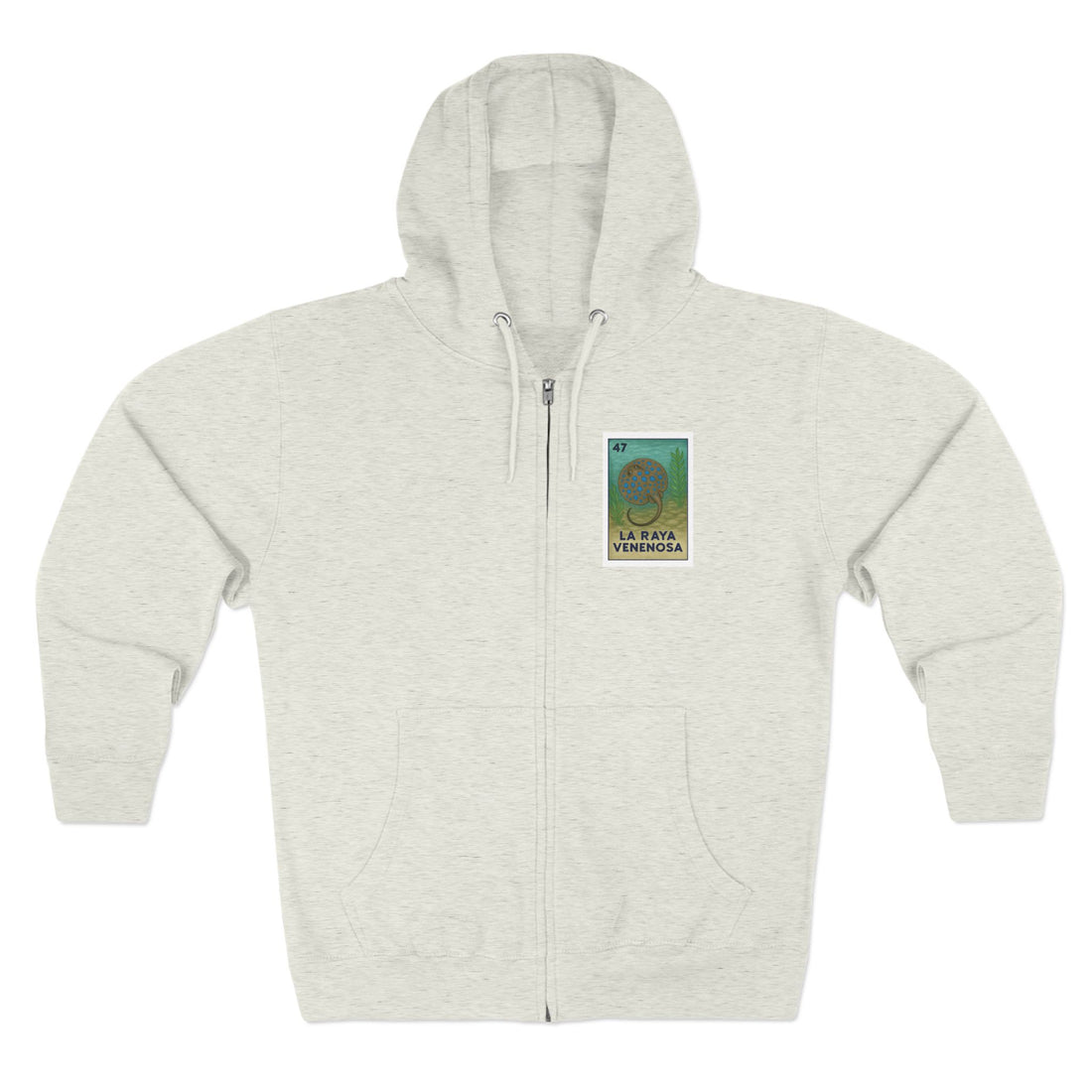 Stingray Lotería Unisex - Zip Cotton Blend Fleece Hoodie (La Raya Venenosa)
