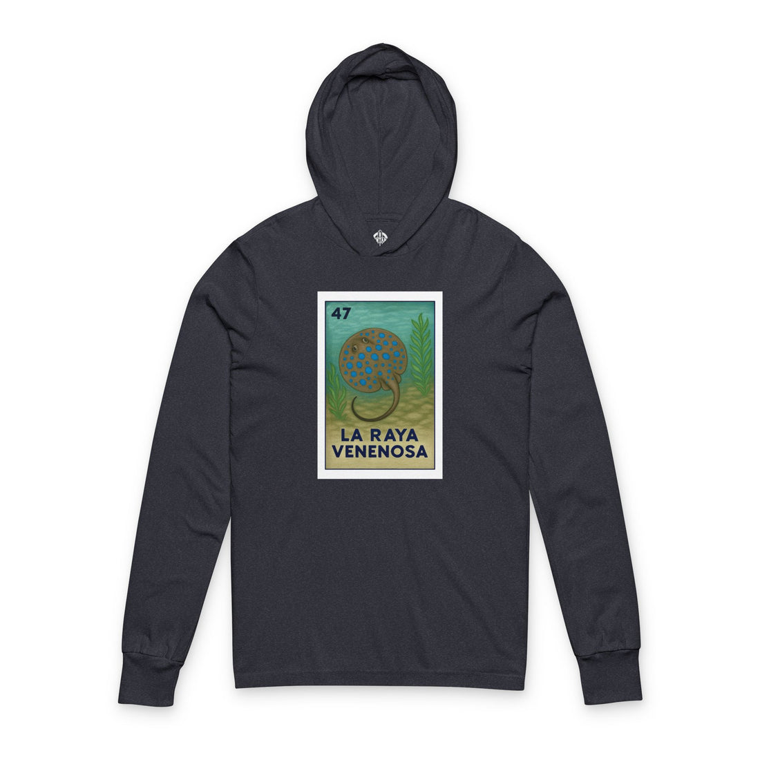 Stingray Lotería Unisex - Cotton Hooded Long Sleeve Hooded T-Shirt (La Raya Venenosa)