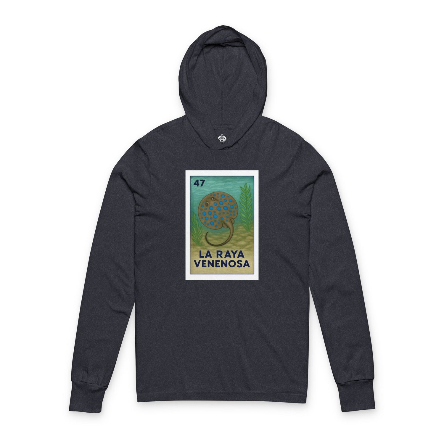 Stingray Lotería Unisex - Cotton Hooded Long Sleeve Hooded T-Shirt (La Raya Venenosa)