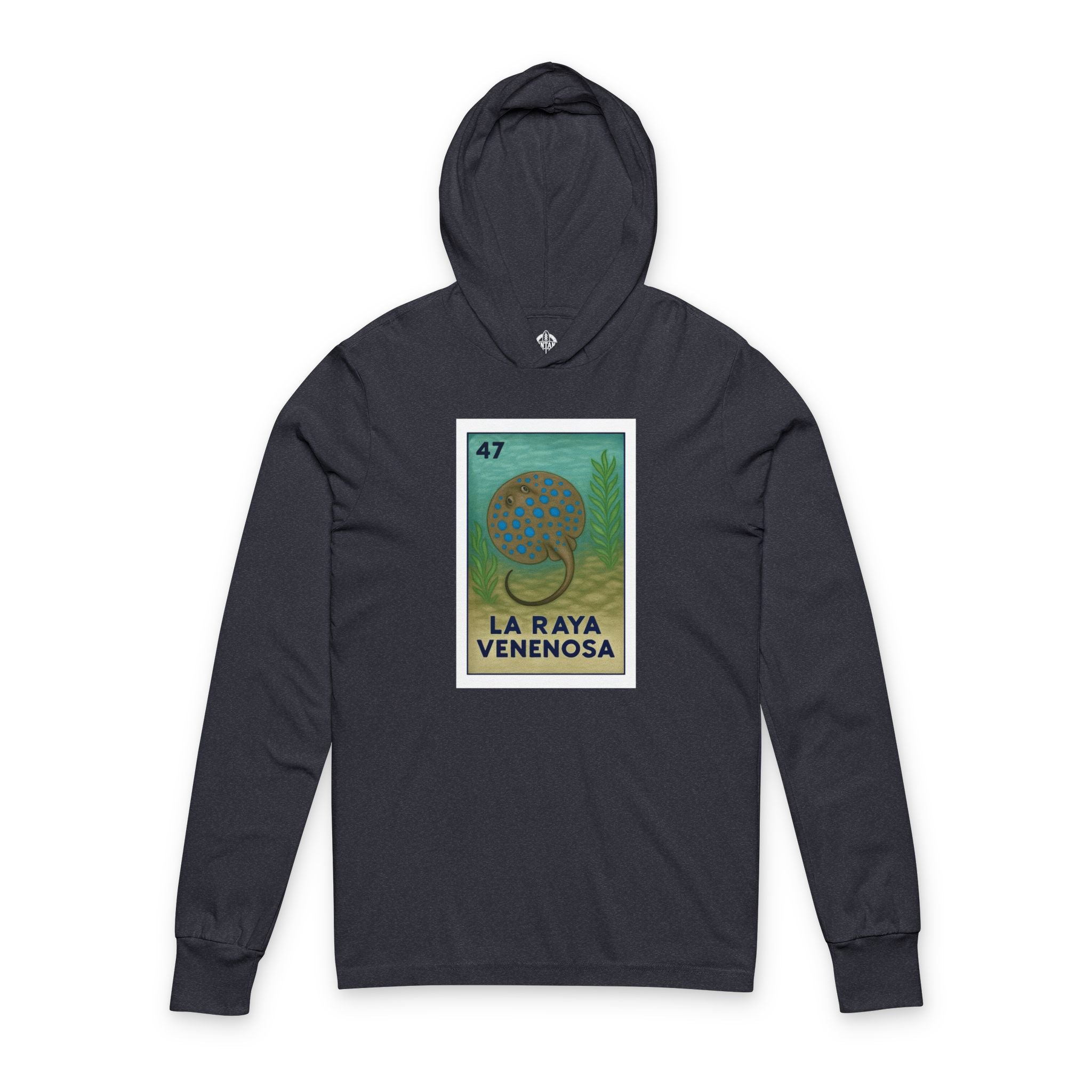 Stingray Lotería Unisex - Cotton Hooded Long Sleeve Hooded T-Shirt (La Raya Venenosa)