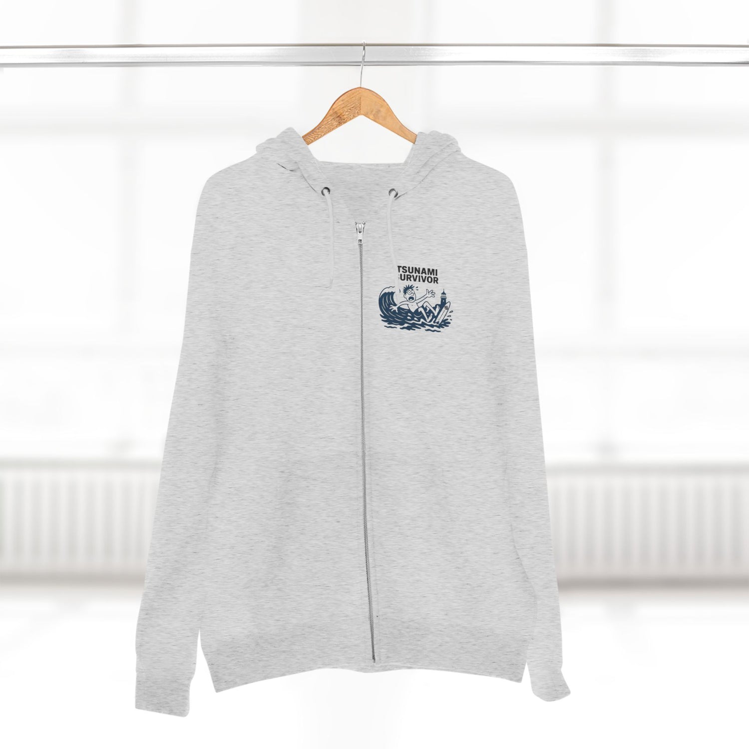 Tsunami Survivor Unisex - Zip Cotton Blend Fleece Hoodie