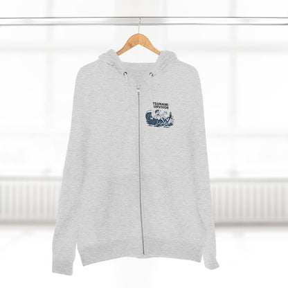 Tsunami Survivor Unisex - Zip Cotton Blend Fleece Hoodie