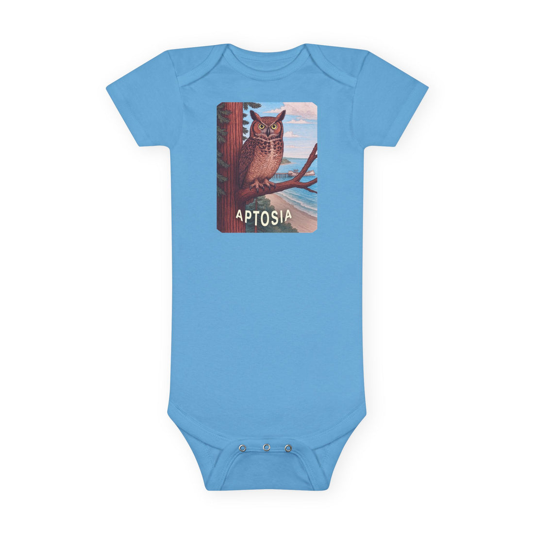 Aptos California Aptosia Owl - Baby Short Sleeve 100% Cotton Onesie