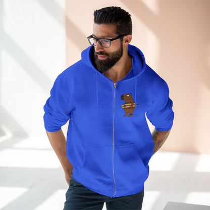 Capybara Surfer Unisex - Zip Cotton Blend Fleece Hoodie