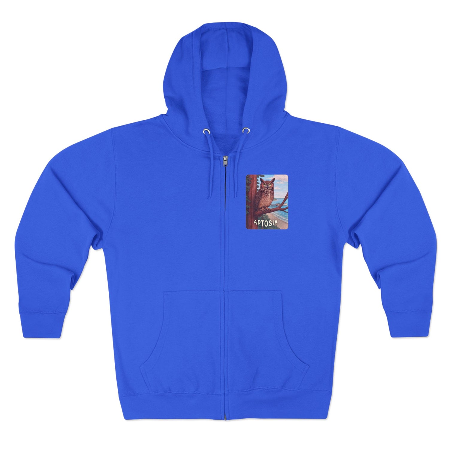 Aptos California Aptosia Owl Unisex - Zip Cotton Blend Fleece Hoodie
