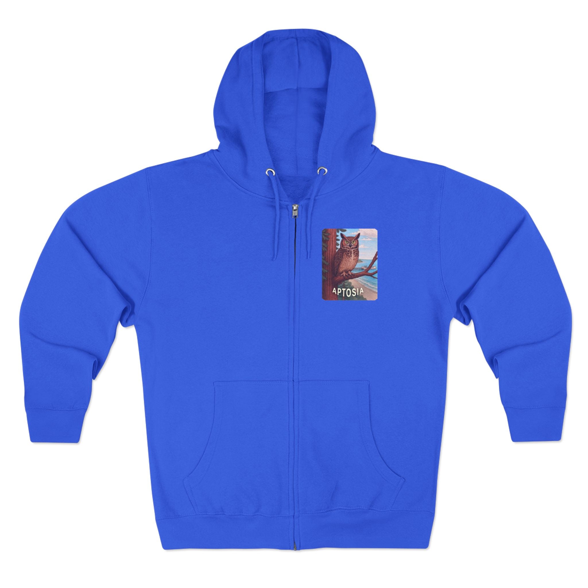 Aptos California Aptosia Owl Unisex - Zip Cotton Blend Fleece Hoodie