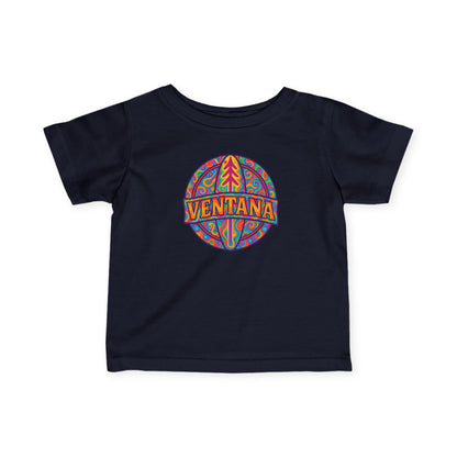 Black t-shirt with colorful &