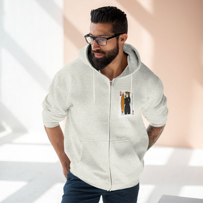 Queen of Hearts Surfer Unisex - Zip Cotton Blend Fleece Hoodie