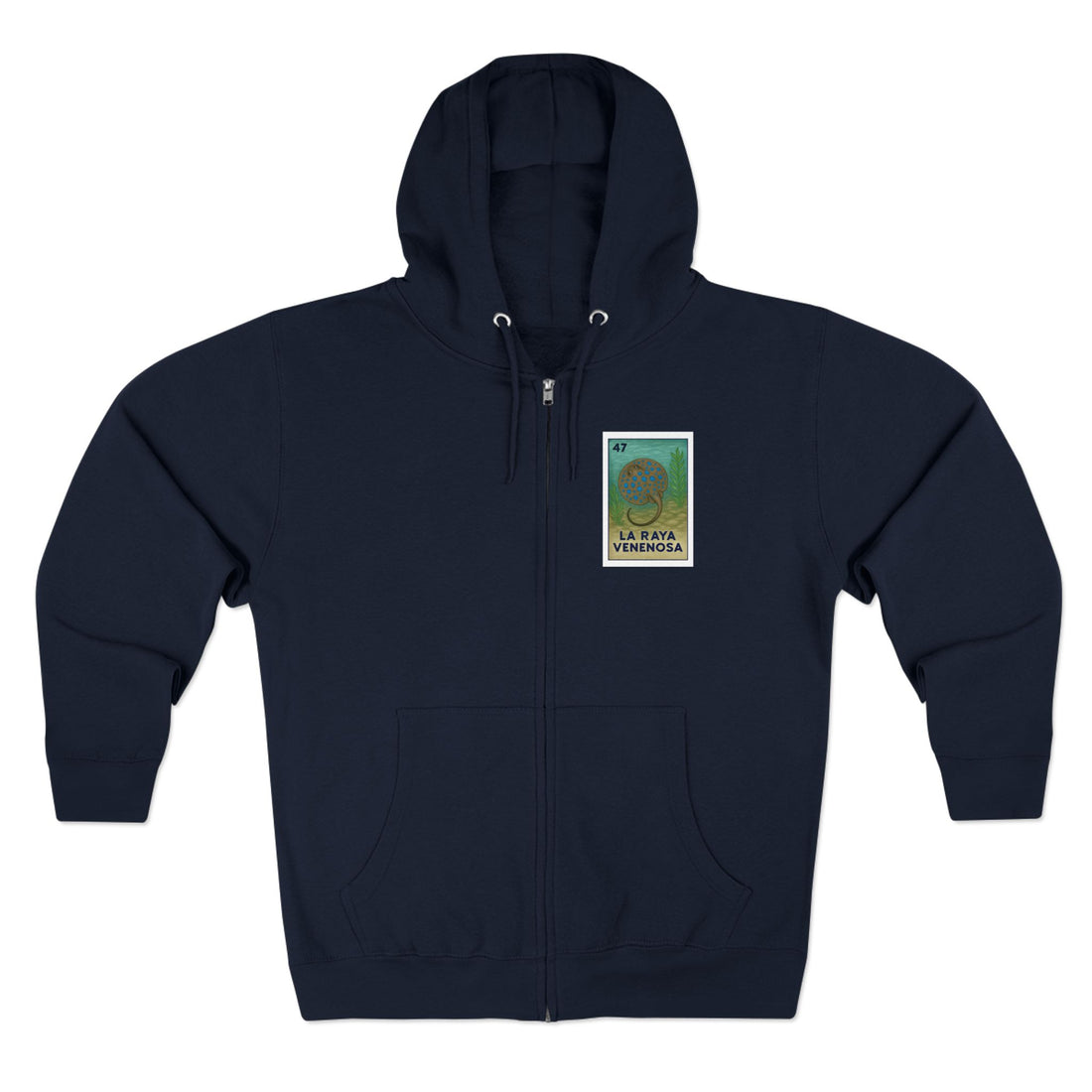 Stingray Lotería Unisex - Zip Cotton Blend Fleece Hoodie (La Raya Venenosa)