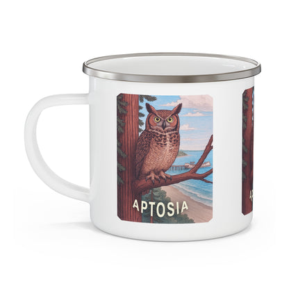Aptos California Aptosia Owl Enamel Camping Mug (12oz, small)