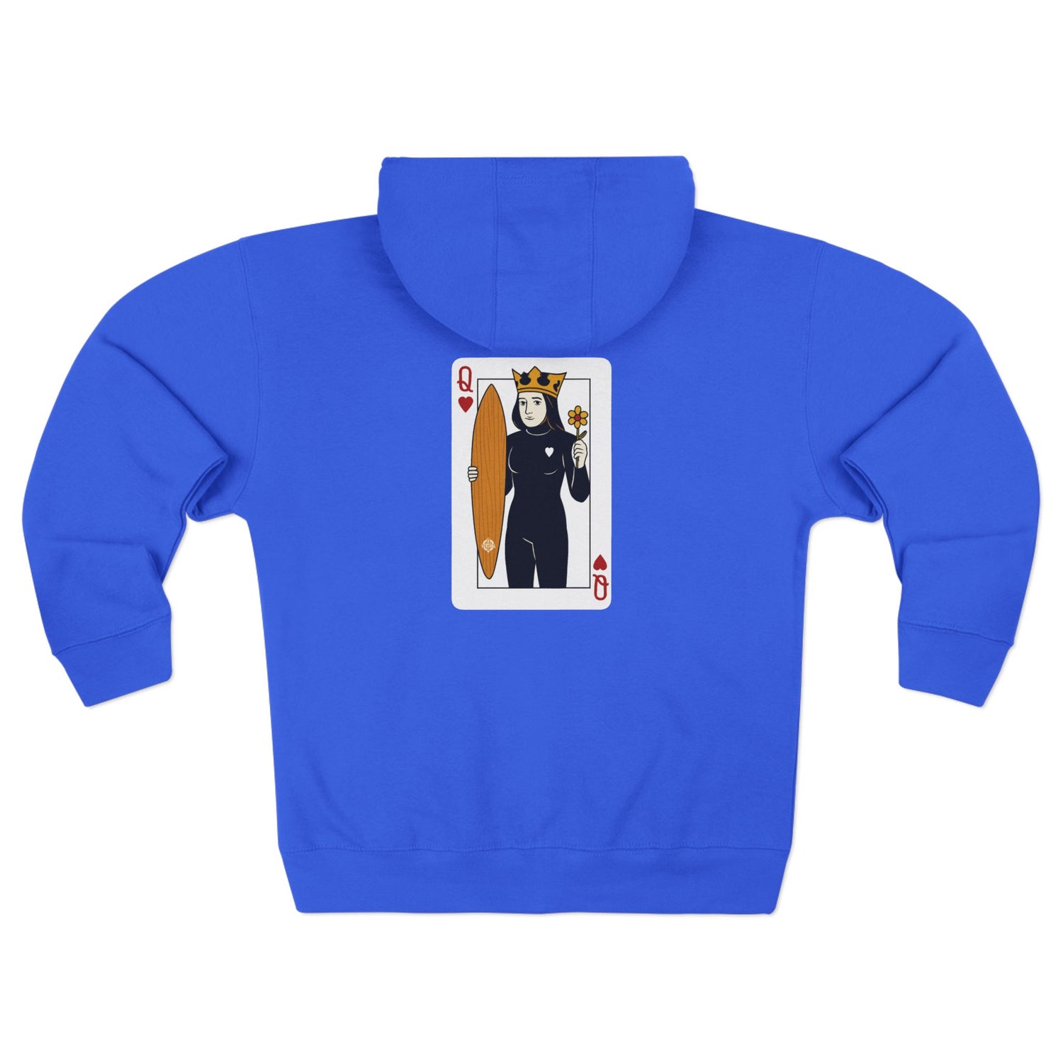 Queen of Hearts Surfer Unisex - Zip Cotton Blend Fleece Hoodie