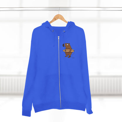 Capybara Surfer Unisex - Zip Cotton Blend Fleece Hoodie