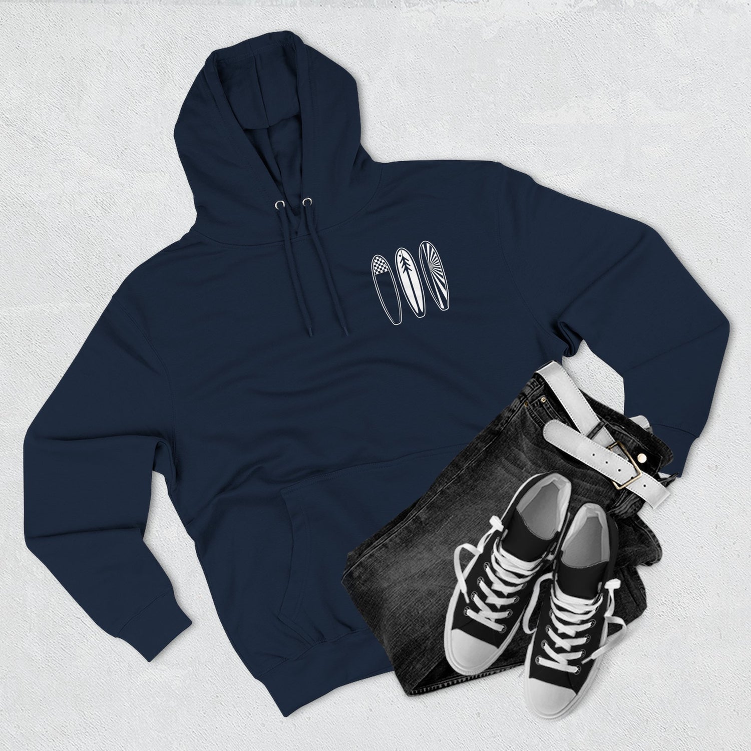 Ventana Three Board - Unisex Pull-Over Cotton Blend Fleece Hoodie