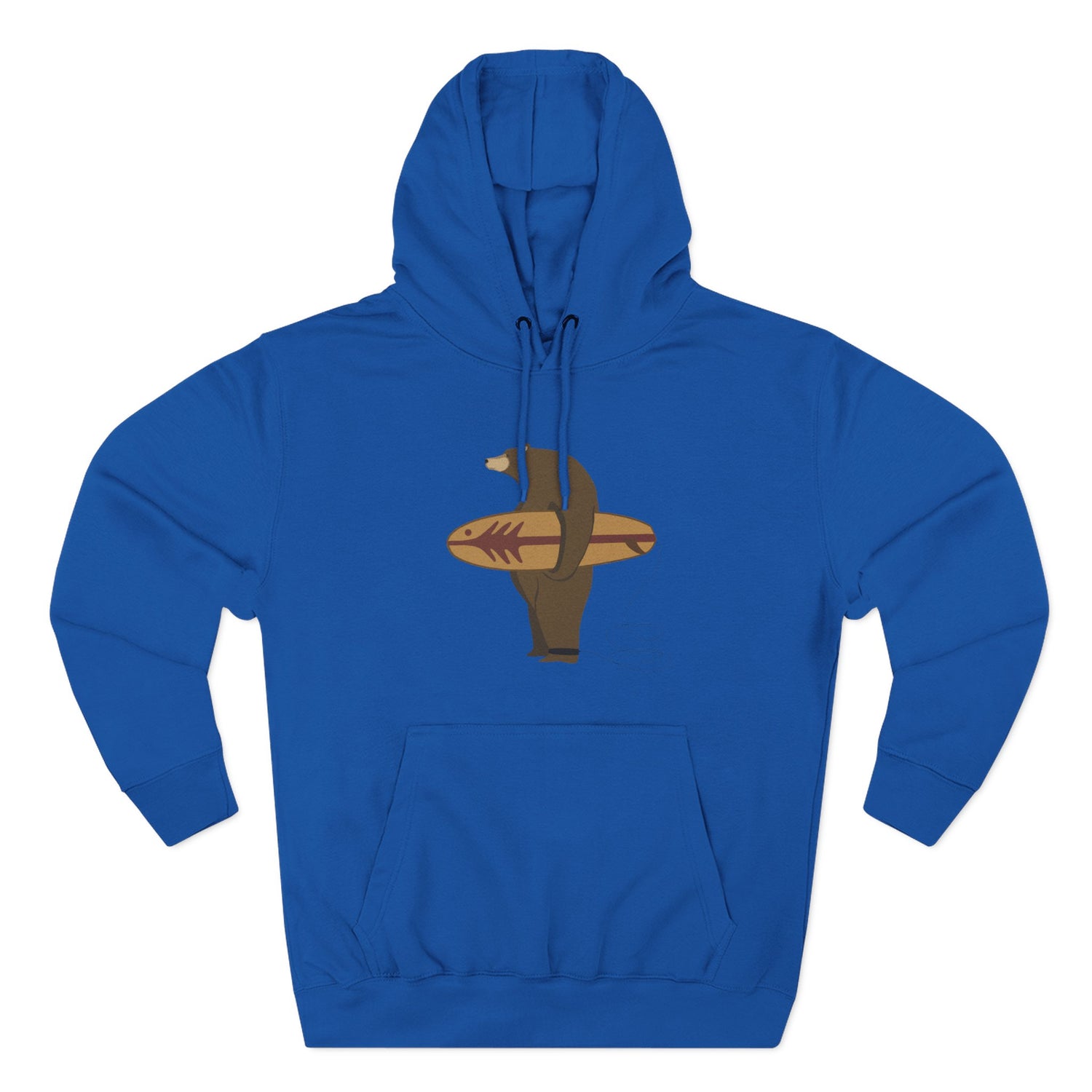 Surfing Grizzly Bear by Fabian Lavater Unisex - Pull-Over Cotton Blend Fleece Hoodie