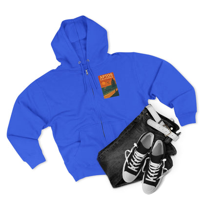 Aptos California Sunset Unisex - Zip Cotton Blend Fleece Hoodie
