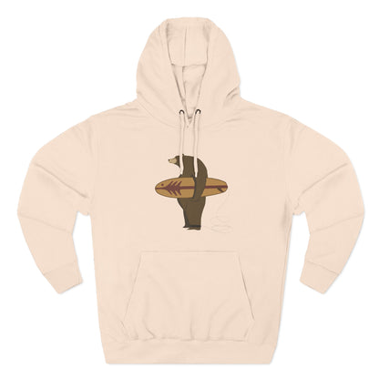 Surfing Grizzly Bear by Fabian Lavater Unisex - Pull-Over Cotton Blend Fleece Hoodie