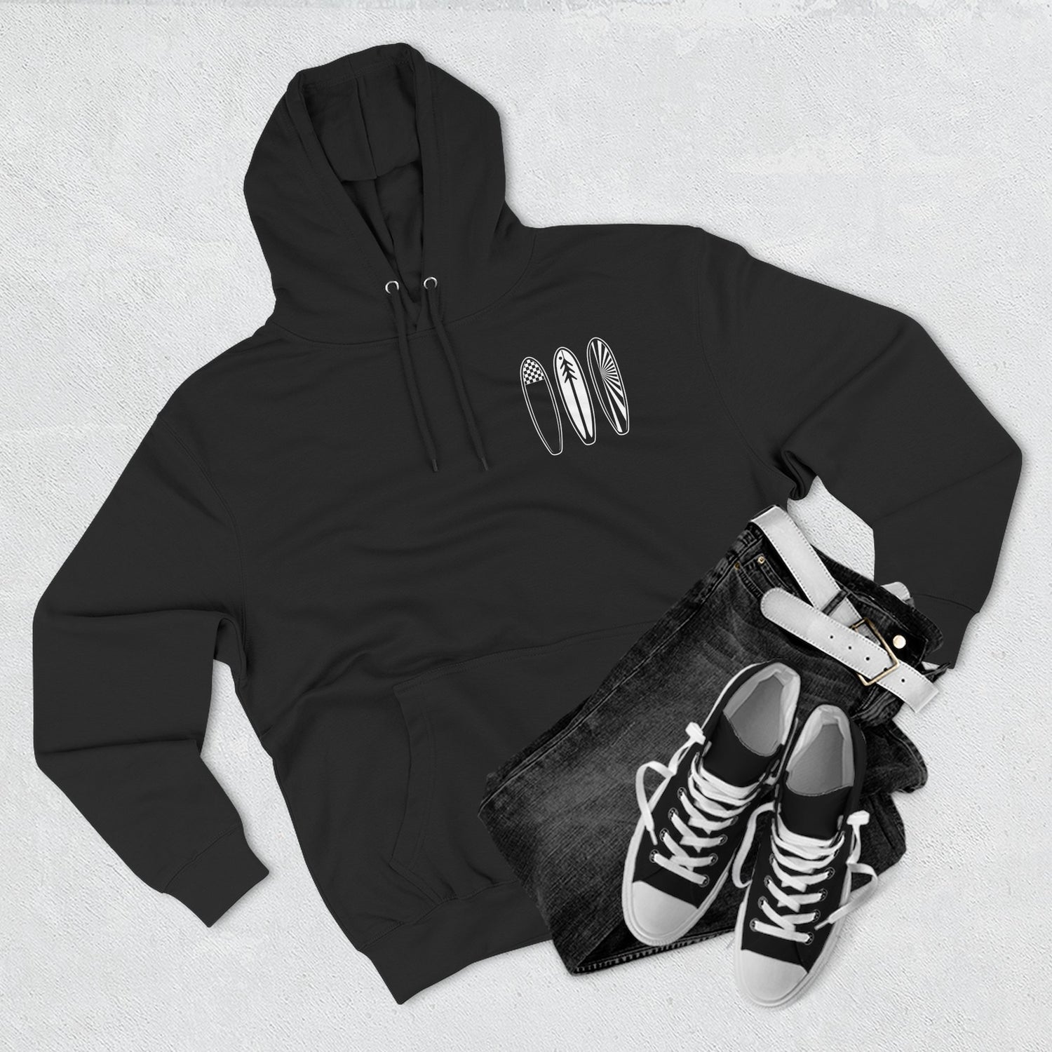 Ventana Three Board - Unisex Pull-Over Cotton Blend Fleece Hoodie