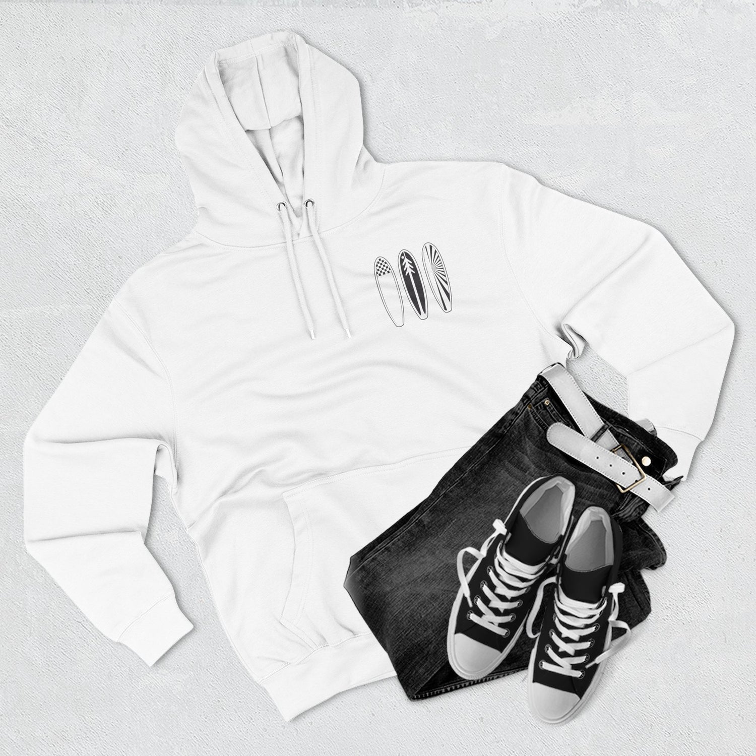 Ventana Three Board - Unisex Pull-Over Cotton Blend Fleece Hoodie