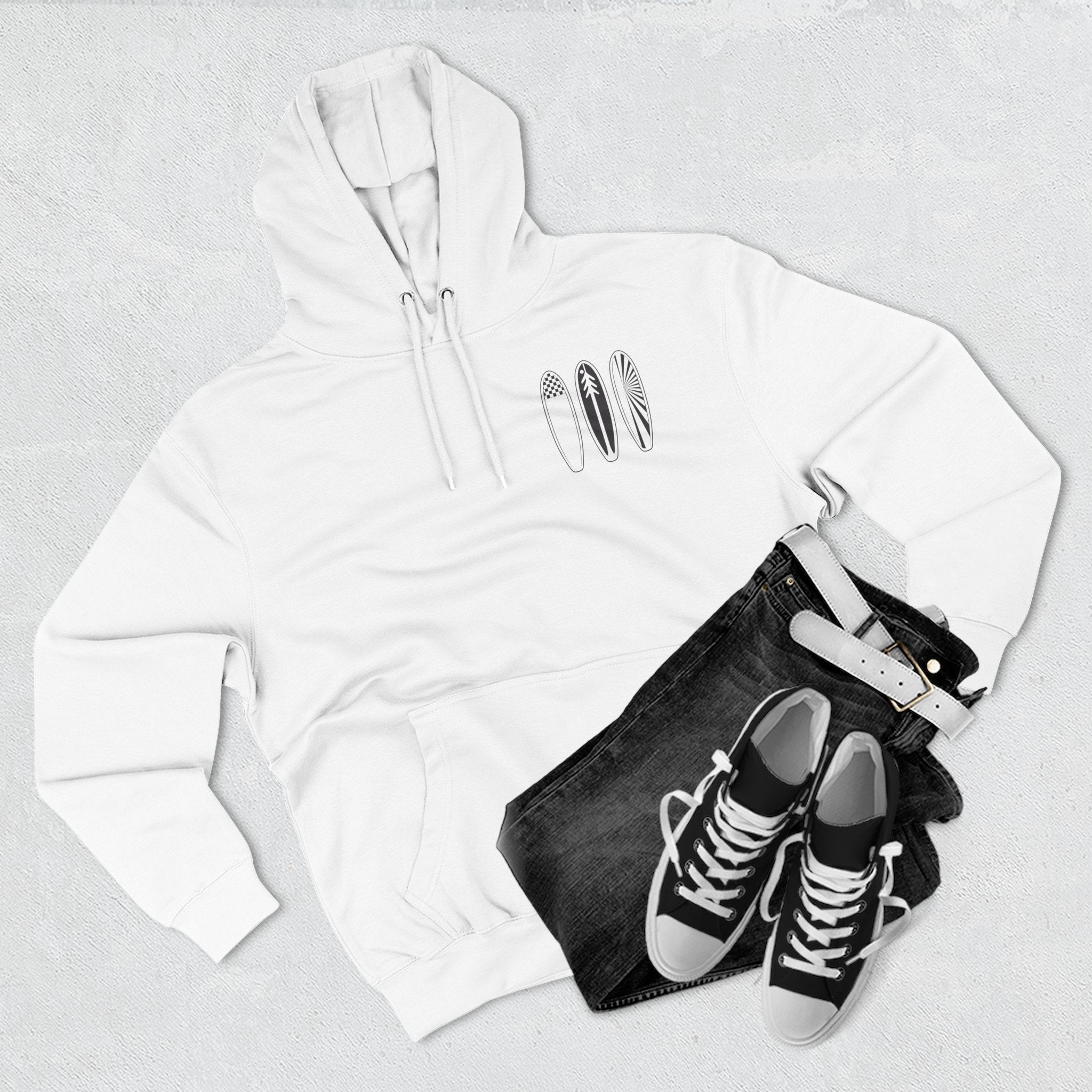 Ventana Three Board - Unisex Pull-Over Cotton Blend Fleece Hoodie