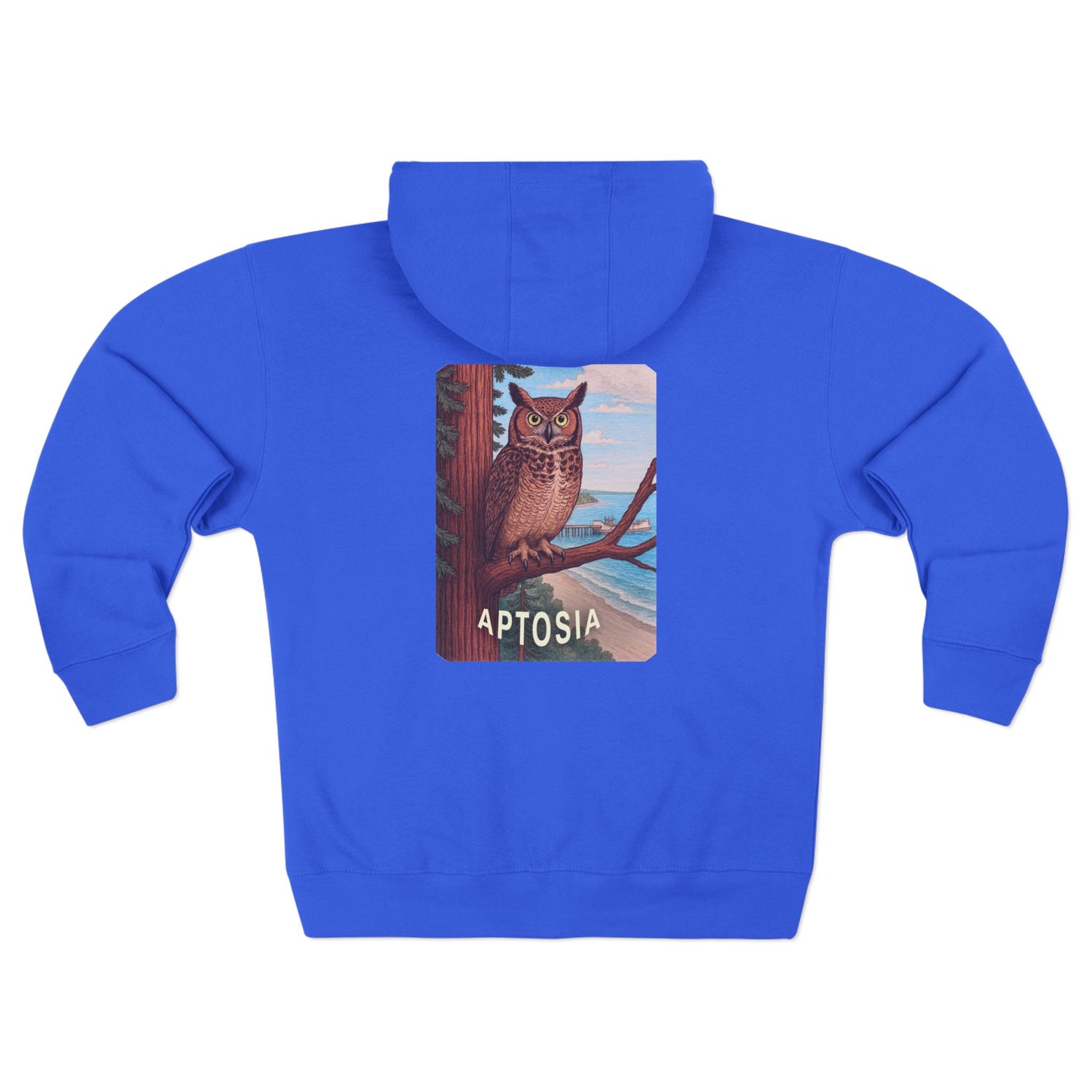 Aptos California Aptosia Owl Unisex - Zip Cotton Blend Fleece Hoodie