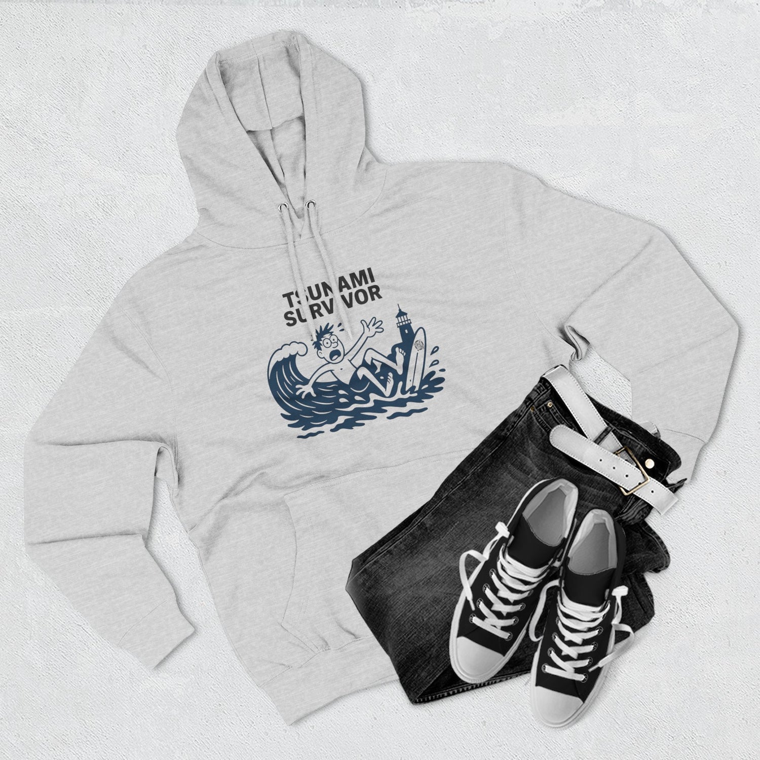 Tsunami Survivor Unisex - Pull-Over Cotton Blend Fleece Hoodie