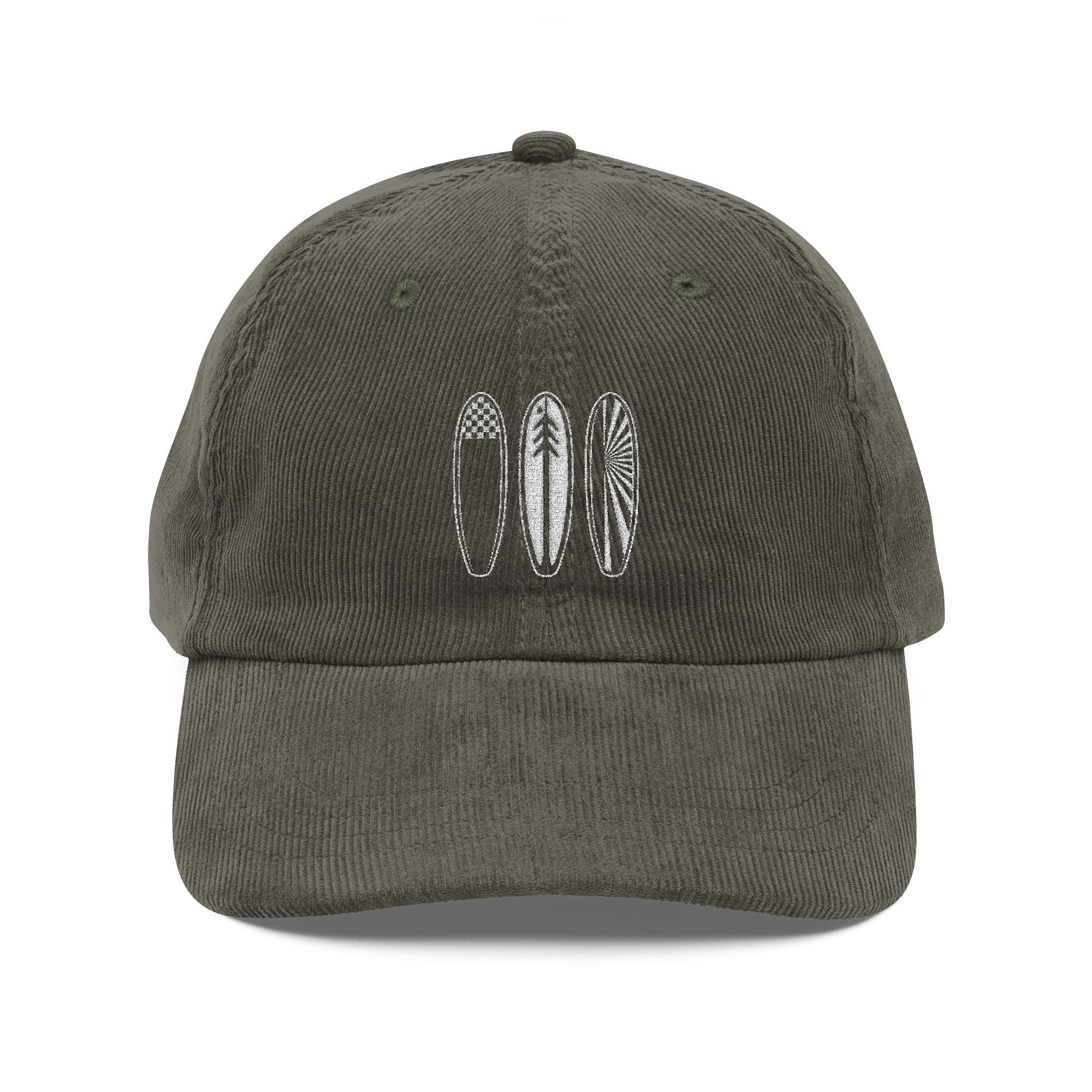 Ventana Three Board Embroidered Corduroy Cap - 100% Cotton