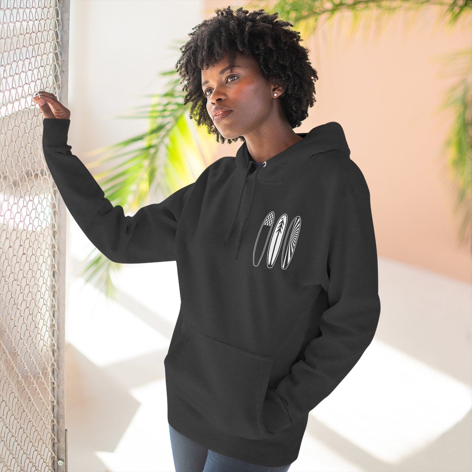 Ventana Three Board - Unisex Pull-Over Cotton Blend Fleece Hoodie