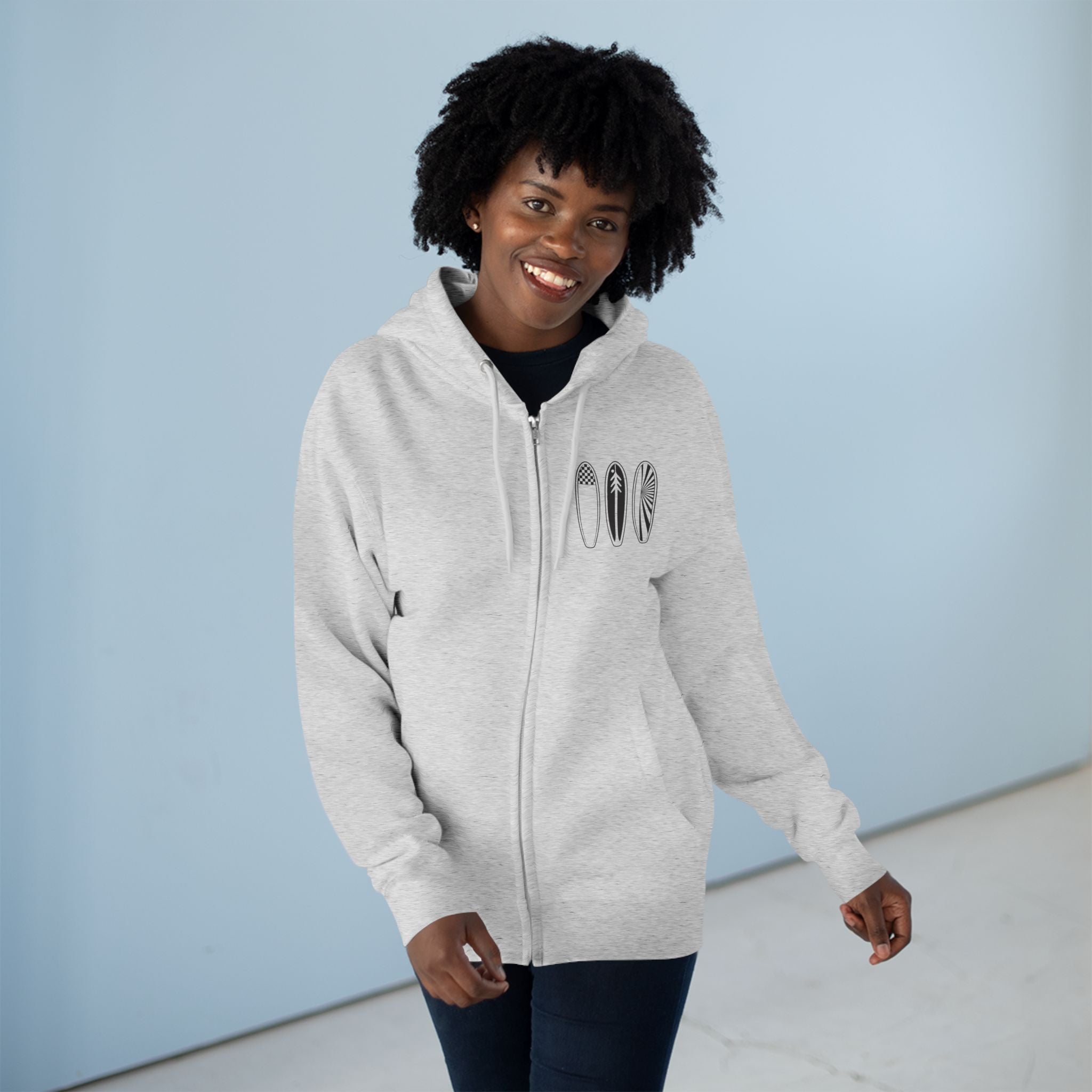 Ventana Three Board Unisex - Zip Cotton Blend Fleece Hoodie
